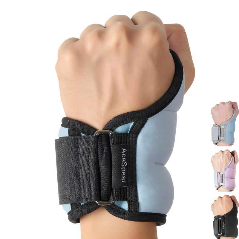 AceSpear Wrist Weights with Thumb Loops Lock for Men Women 1lb*2 2lbs*2 3lbs*2 Ankle Weights Weighted Gloves for Running Strength Training Walking Exercises (Ocean, 2 lbs x 2) - Image 1